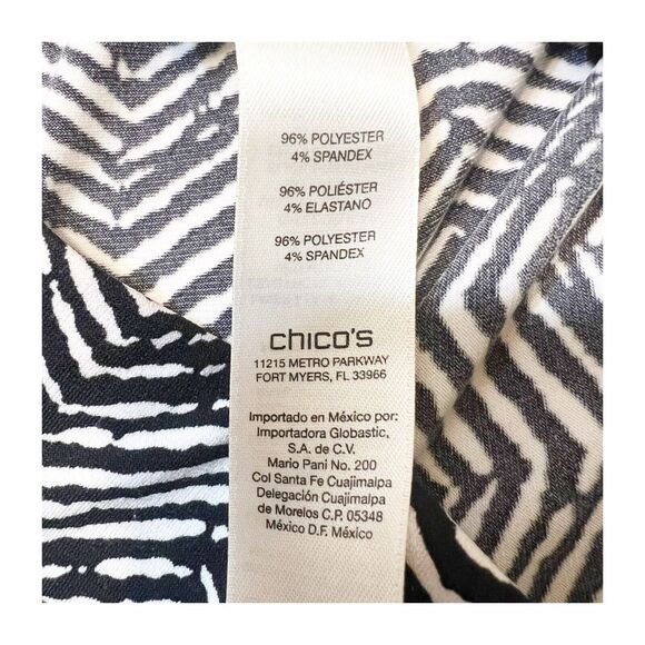 Chico’s Chevron Print Pant Size 2/Large Skimmer Black White Cropped Ankle Pant - Picture 6 of 9